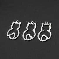 Stainless Steel Animal Pendants, Cat, silver color plated, 27x18x2mm, Sold By PC