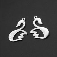 Stainless Steel Animal Pendants, Swan, silver color plated, 28x21x1mm, Sold By PC