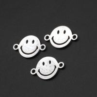 Stainless Steel Connector, Smiling Face, silver color plated, 18x12x1mm, Sold By PC