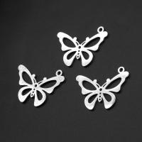 Stainless Steel Pendants, Butterfly, silver color plated, 23x32x1mm, Sold By PC