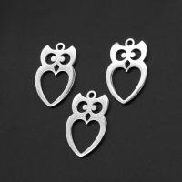 Stainless Steel Animal Pendants Owl silver color plated Sold By PC
