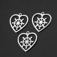 Stainless Steel Heart Pendants, silver color plated, 26x26x1mm, Sold By PC