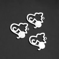 Stainless Steel Animal Pendants Cat silver color plated Sold By PC