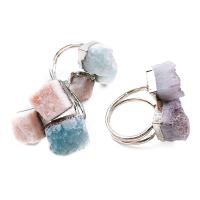 Agate Finger Ring, with Natural Stone, more colors for choice, 30x35mm, Sold By PC
