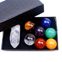 Cristal naturel sphère de boule, avec pierre gemme, poli, couleurs mélangées, 16mmuff0c28-35mmuff0c80*50*25mmuff0c70*100mm, Vendu par boîte