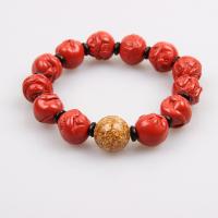 Fashion Cinnabar Bracelet, reddish-brown, 13mm, Sold By Strand
