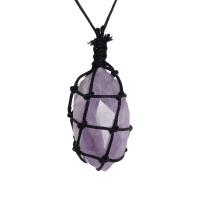 Quartz Gemstone Pendants Amethyst polished purple 35mm Sold By PC