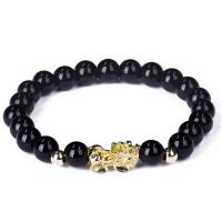 Obsidian Bracelet, with Tibetan Style, Fabulous Wild Beast, plated, Unisex, black, 8mm, Sold By Strand