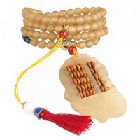 Buddhistischer Schmuck Halskette, Horn, handgemacht, Sienaerde gelb, 6mm, 108PCs/Strang, verkauft von Strang