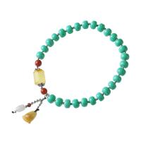 Fashion Turquoise Bracelets, Gemstone, with Beeswax & Natural Turquoise, polished, mixed colors, 4x6mm, 27PCs/Strand, Sold By Strand