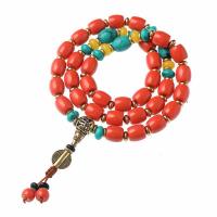 Wrist Mala, Coral, polished, mixed colors, 8x12mm, 24PCs/Strand, Sold By Strand
