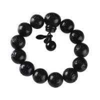 Lightning Jujube Bracelet, Carved, Buddhist jewelry, black, 10mm, 14PCs/Strand, Sold By Strand
