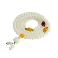 108 Mala Perlen, Bodhi, handgemacht, weiß, 8x10mm, 108PCs/Strang, verkauft von Strang