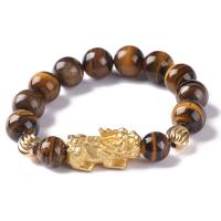 Natural Tiger Eye Bracelets, handmade, more colors for choice, 12mm, 14PCs/Strand, Sold By Strand