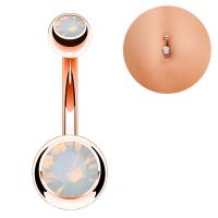 Stainless Steel Belly Ring with Opal plated fashion jewelry & for woman 23mm Sold By Lot