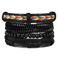 Wrap Bracelet, PU Leather, plated, 4 pieces & fashion jewelry & multilayer & Unisex, 6CM,17-18CM,8-9CM, Sold By Strand