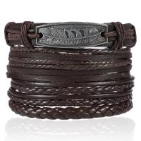 Wrap Bracelet PU Leather with Zinc Alloy plated fashion jewelry & multilayer & Unisex 6CM 17-18CM 8-9CM Sold By Strand