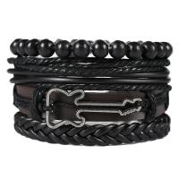 PU Leather Cord Bracelets, bracelet, with Tibetan Style, plated, 4 pieces & fashion jewelry & Unisex, 6CM,17-18CM,8-9CM, Sold By Strand