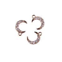 Rhinestone Brass Pendants Zinc Alloy Moon plated fashion jewelry & DIY & for woman & with rhinestone nickel lead & cadmium free Sold By PC