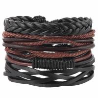 PU Leather Cord Bracelets with Zinc Alloy plated fashion jewelry & multilayer & Unisex 35mm Sold By Strand
