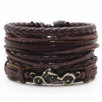 PU Leather Cord Bracelets, with Tibetan Style, plated, Adjustable & fashion jewelry & multilayer & for man, 6CM,17-18CM,8-9CM, Sold By Strand