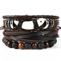 Bracelets cordon PU, cuir PU, Bracelet, avec alliage de zinc, Placage, trois pièces & bijoux de mode & multicouche & unisexe, 6CM,17-18CM,8-9CM, Vendu par brin