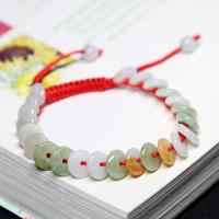 Gemstone Bracelets Jadeite Donut Beads Bracelet with Waxed Cotton Cord fashion jewelry & braided bracelet & Unisex plated 9mm Sold By Strand