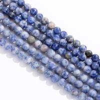 Blue Speckle Stone Beads Round DIY Sold By Strand