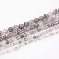 Natürlicher Quarz Perlen Schmuck, Grauer Quarz, rund, poliert, DIY & verschiedene Größen vorhanden, verkauft von Strang