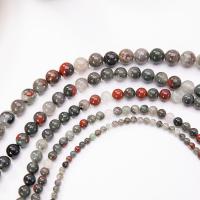 Afrikanischer Blutstein Perle, rund, poliert, DIY & verschiedene Größen vorhanden, verkauft von Strang