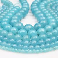 Blue Chalcedony Beads Round polished DIY blue Sold By Strand