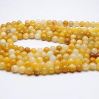 Jade Perlen, gelbe Jade, rund, poliert, DIY & verschiedene Größen vorhanden, gelb, verkauft von Strang