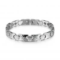 Titanium Steel Bracelet & Bangle silver color plated for woman & with rhinestone silver color 9.50mm Sold Per 8.66 Inch Strand