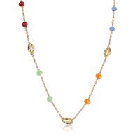 Fashion Necklace Jewelry Aluminum Alloy with Glass Beads gold color plated for woman nickel lead & cadmium free Sold Per 30 Inch Strand