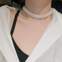 Fashion Choker Necklace Zinc Alloy with Plastic Pearl plated fashion jewelry & for woman nickel lead & cadmium free Length 19.4 Inch Sold By PC