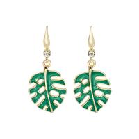 Zinc Alloy Drop Earring Leaf plated fashion jewelry & for woman & enamel nickel lead & cadmium free Sold By Pair