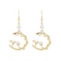 Zinc Alloy Drop Earring BeCharmed Pearl plated fashion jewelry & for woman golden nickel lead & cadmium free Sold By Pair