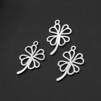 Stainless Steel Pendants, Four Leaf Clover, silver color plated, 29x18x1mm, Sold By PC