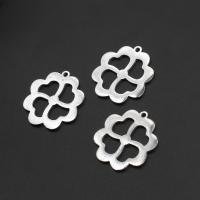 Stainless Steel Pendants, Four Leaf Clover, silver color plated, 26x25x1mm, Sold By PC