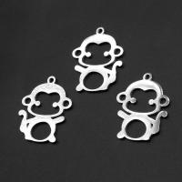 Stainless Steel Pendants, Monkey, silver color plated, 28x23x1mm, Sold By PC