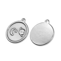 Stainless Steel Pendants, Round, silver color plated, 28x26x1mm, Sold By PC