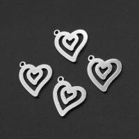 Stainless Steel Heart Pendants, silver color plated, 14x14x1mm, Sold By PC