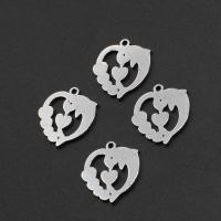 Stainless Steel Heart Pendants, silver color plated, 15x14x1mm, Sold By PC