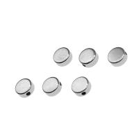 Stainless Steel Beads, Round, silver color plated, 6x6x3mm, Sold By PC