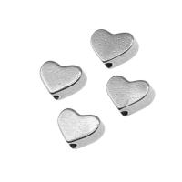 Perlas de acero inoxidable, Corazón, chapado en color de plata, 5x7x3mm, Vendido por UD