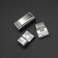 Messing Magnetverschluss, Kupferlegierung, Quadrat, plattiert, frei von Nickel, Blei & Kadmium, 25x12x7mm, ca. 100PCs/Tasche, verkauft von Tasche