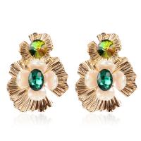 Zinc Alloy Drop Earrings with Shell & Rhinestone plated Sold By Pair