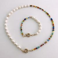 Natural Freshwater Pearl Necklace Zinc Alloy with Seedbead & Freshwater Pearl mixed colors 16cmuff0c45cm Sold By Strand