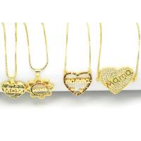 Cubic Zircon Micro Pave Brass Necklace plated & micro pave cubic zirconia gold Sold By Strand