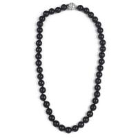 Glasperlen Halsketten, schwarz, verkauft per 49 cm Strang